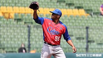 ▲世界棒球經典賽官辦熱身賽，古巴隊投手伊萊耶斯（Roenis Elias）。（圖／記者劉彥池攝影）