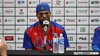 ▲世界棒球經典賽官辦熱身賽，古巴隊三壘手孟卡達（Yoan Moncada）出席賽後記者會。（圖／記者劉彥池攝影）
