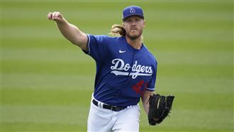 ▲「雷神」辛德加（Noah Syndergaard）轉戰道奇，熱身賽首亮相3局無安打。（圖／美聯社／達志影像）