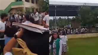 新／菲律賓發生「規模6.0強震」！學生緊急逃生畫面曝光。（圖／翻攝自推特）