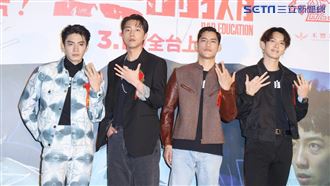 宋柏緯（左起）、蔡凡熙、朱軒洋和柯震東出席首映會。（圖／記者邱榮吉攝影）