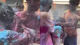 參加印度慶典！櫻花妹竟遭「揉胸熊抱」畫面曝光　網暴怒：想想你媽你妹。（圖／翻攝自推特）