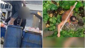 中國再爆噁心酸菜　廣東不肖業者放任工人赤腳踩踏醃製，圖翻攝自微博