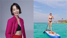 潘慧如體驗渡假村的水上活動。（球狀星團提供）