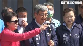 陳建仁視察中部大甲溪水情，經濟部長王美花、台中市長盧秀燕陪同受訪 