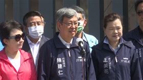陳建仁視察中部大甲溪水情，經濟部長王美花、台中市長盧秀燕陪同受訪