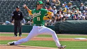 ▲藤浪晉太郎4.2局投球僅被敲1支安打失1分，但送出5次保送。（圖／路透社／達志影像）