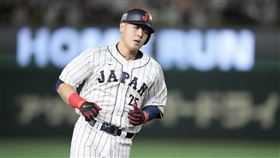 ▲世界棒球經典賽冠軍戰，日本隊岡本和真開轟。（圖／美聯社／達志影像）