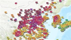 中國最強沙塵暴來襲！空品圖驚嚇度破表(圖/翻攝自鄭明典臉書)