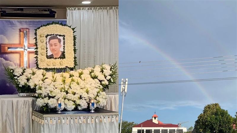艾成親弟大馬出殯　天空兩道彩虹惹鼻酸