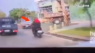 大里砂石場前積水　騎士打滑自摔險滑車底