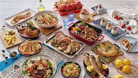 敘日全日餐廳全新一季主題式餐檯將延續環遊世界主軸，帶領賓客飛往世界各地探索全球美食。本次抵達地中海，帶領大家品嚐經典南歐美味。（圖／旅宿業者提供）