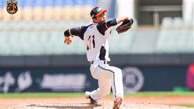 ▲統一獅隊去年選秀第三輪選進的左投林詔恩，熱身賽曾飆出147公里火球。（圖／統一獅提供）