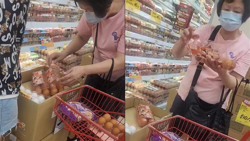 大媽超市買蛋「拆開挑」　影片曝網氣炸