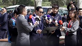 馬英九結束中山陵之行前總統馬英九在結束孫中山紀念館的行程後發表公開講話，並接受聯訪。中央社記者呂佳蓉南京攝  112年3月28日