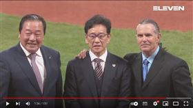 ▲北海道日本火腿鬥士隊新主場啟用，3位前任監督梨田昌孝、栗山英樹、希爾曼（Trey Hillman）受邀開球。（圖／ELEVEN體育家族提供）