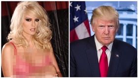 「暴風女丹尼爾斯」（Stormy Daniels）與川普（合成圖／翻攝自Stormy Daniels推特、川普臉書）