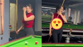 撞球,球桿,胸部,正妹