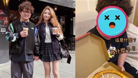 依依偷偷訂「愚人節披薩」給納豆，期待表情秒臉歪掉相當逗趣。（組合圖／翻攝自sherry11ee IG）