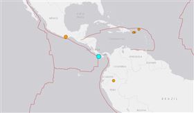 巴拿馬的太平洋外海今天發生一起規模6.3地震，震源深度相對淺，僅有12公里。（圖／翻攝自美國地質調查局官網）