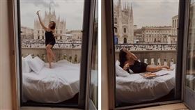 網紅模特兒林倩「拖飯店床塞陽台」拍照引爆眾怒。（圖／翻攝自Dcard）