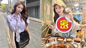 藍星蕾開心拍嗑鍋照，然而後面的男客人眼神露餡。（圖／翻攝自藍星蕾 IG）