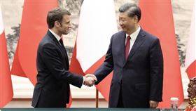 馬克宏跟習近平會面 中央社資料照