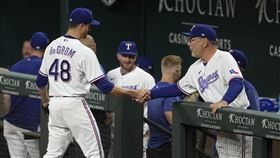 ▲狄格隆（Jacob deGrom）7局失2分，繳出轉遊騎兵代表作。（圖／美聯社／達志影像）