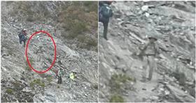 登山拍到「灰白軍盔男」　網放大一看發毛（圖／翻攝自靠北登山大小事）
