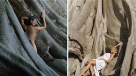 俄羅斯網紅露易莎(Luiza Kosykh)在峇厘島聖樹全裸合照惹眾怒。（圖／翻攝IG）