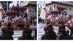 ▲地車先是往左側傾斜，隨後又往右邊翻覆。（圖／翻攝自推特）  