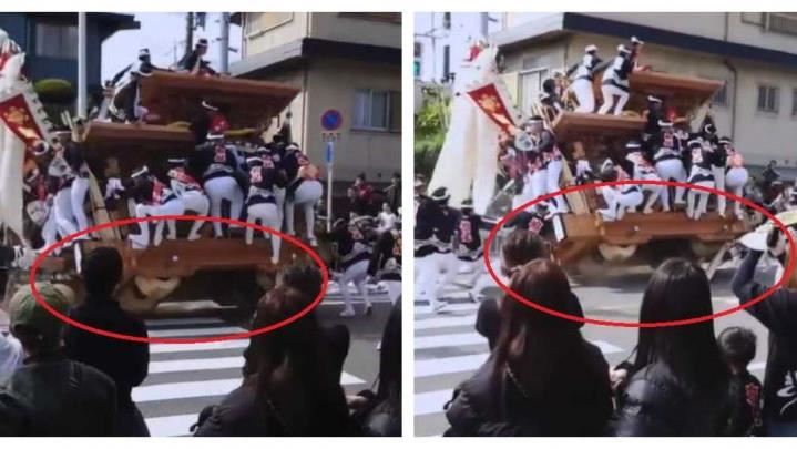大阪神社地車「甩尾失控翻覆」恐怖畫面曝