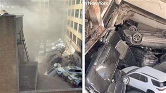 驚傳爆炸！紐約市中心停車場崩塌影片曝光