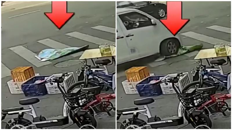 小孩躲麻袋滾上馬路「被當垃圾」遭車輾壓