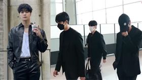 MONSTA X一早前往文彬靈堂哀悼，下午全身黑現身機場，畫面一出粉絲心碎。（圖／翻攝自WowKorea FAN YouTube）