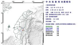 台東地震（圖／翻攝自中央氣象局）