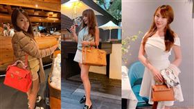 曾格爾背上各種不同的10多款愛馬仕包，粗估恐上千萬。（圖／翻攝自「絞肉機女神」粉專）