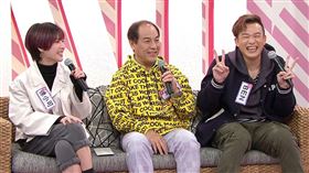 阿Ben、徐小可和爸爸坤哥，以及美女主播蔡逸帆、老公Jeff和蔡爸蔡輝煌近日上年代MUCH《聽媽媽的話》。圖／年代提供