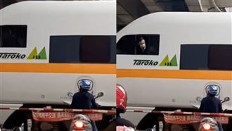 大媽闖平交道和太魯閣號緊貼！司機開窗譙