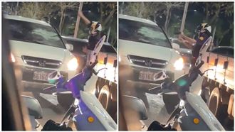 警棍砸35秒⋯玻璃砸不破！網：阿SIR累了