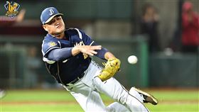 中信兄弟江忠城前役遭前襲球擊中右大腿。（圖／中信兄弟提供）