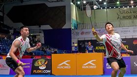 「麟洋配」找回狀態  羽球亞錦賽晉級8強東京奧運金牌男雙組合「麟洋配」王齊麟（左）和李洋（右）逐漸找回原有狀態，擊敗世界排名第2的馬來西亞組合，順利闖進亞洲羽球錦標賽男雙8強。（BadmintonPhoto提供）中央社記者黎建忠傳真  112年4月28日