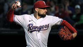 ▲遊騎兵先發投手伊歐瓦迪（Nathan Eovaldi）9局無失分完封洋基。（圖／美聯社／達志影像）