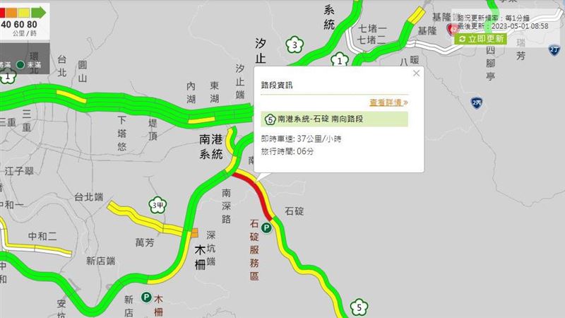 變「紅」了！國5南下車速不到40公里