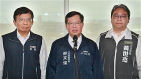 行政院副院長鄭文燦今（2）日上午視察第三航站區主體航廈土建工程。（圖／行政院提供）