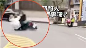 摩托車,人孔蓋,滑行,摔車（圖／翻攝畫面）