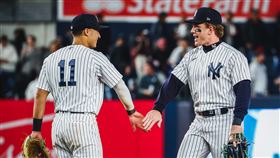 ▲洋基中外野手貝德（Harrison Bader）復出首戰就秀撲接美技。（圖／翻攝自洋基推特）