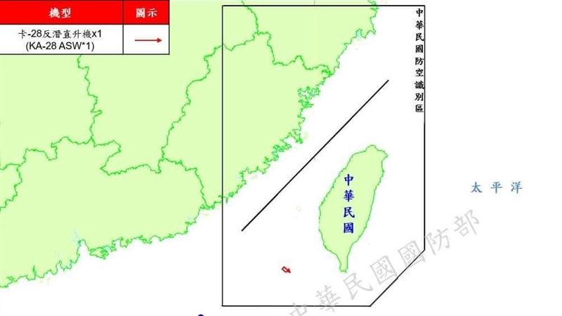 偵獲7共機　卡28反潛直升機進入西南空域