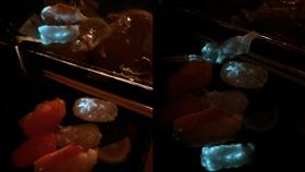 藍光,發光,壽司,大蝦(翻攝自 爆料公社)