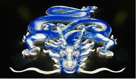 ▲光雕投影呈現栩栩如生的神龍。（圖 / 桃園市政府文化局閩南及民俗文化科提供）